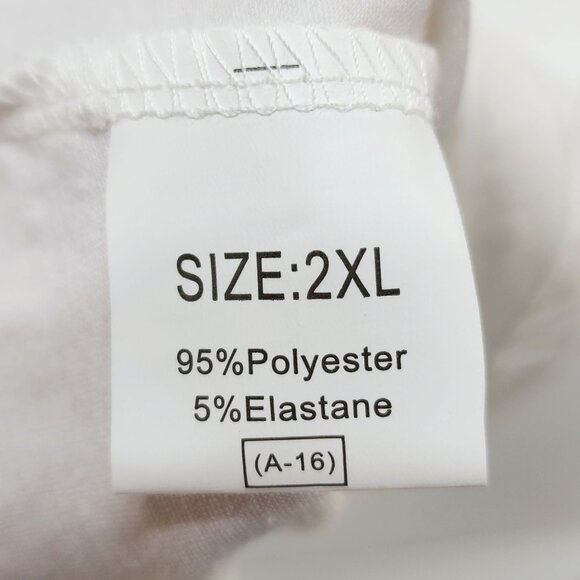 White Button-Down Midi Dress V-Neckline Three-Quarter Sleeves 2XL Womens - Picture 3 of 9